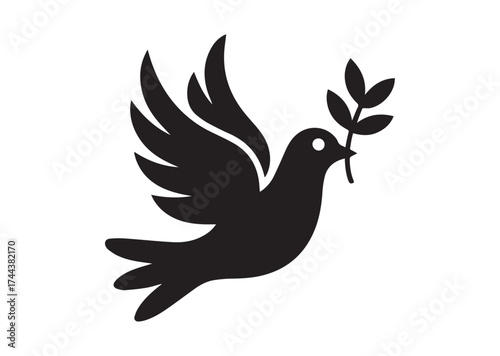 Dove of peace icon, Dove of peace solid vector design
