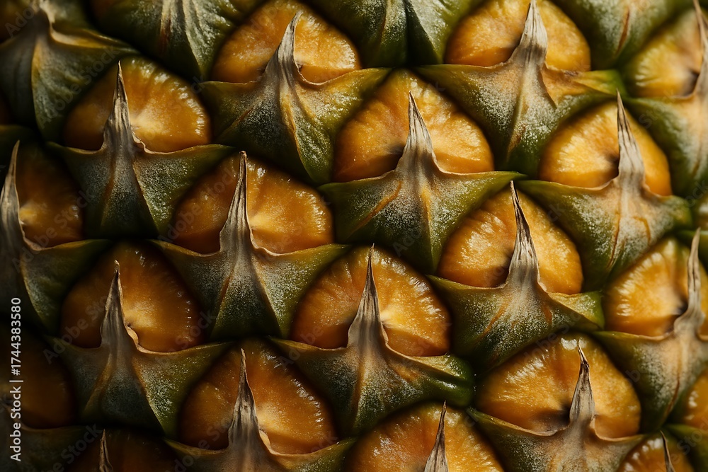 Fototapeta premium Pineapple Skin Ultra Macro – Close Up of Textured Surface and Geometric Pattern Details