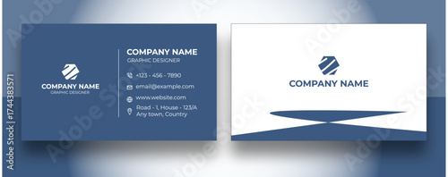 Creative Blue Minimal Business Card Design. Modern Blue corporate card template. Minimal Creative agency business Card Design