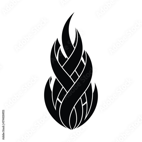 Intricate flame symbol with woven appearance
