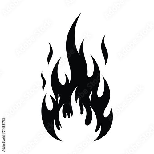 Black silhouette of a flame for design needs