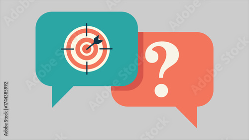 Business strategy and marketing concept with target goal and question mark illustration