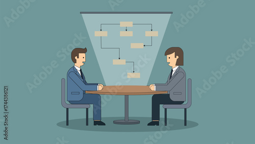 Business process workflow design and team collaboration diagram