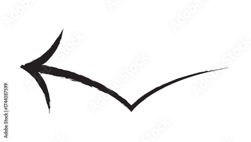 Hand-Drawn Brush Style Curved Arrow Vector Isolated on Transparent Background