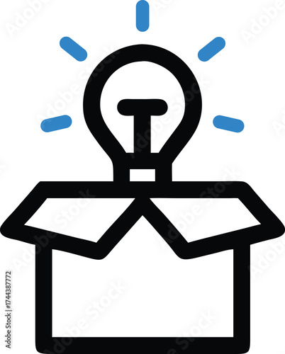 Light bulb inside an open box, idea concept