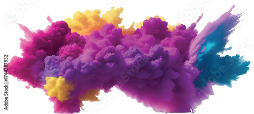Bright Vibrant Colorful Watercolor Splash and Rainbow Ink Explosion with Multicolor Paint Splatter Stain and Soft Brush Stroke Texture on White Background for Modern Abstract Design Illustration