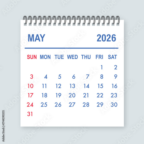 May 2026 calendar page showing dates and planning schedule