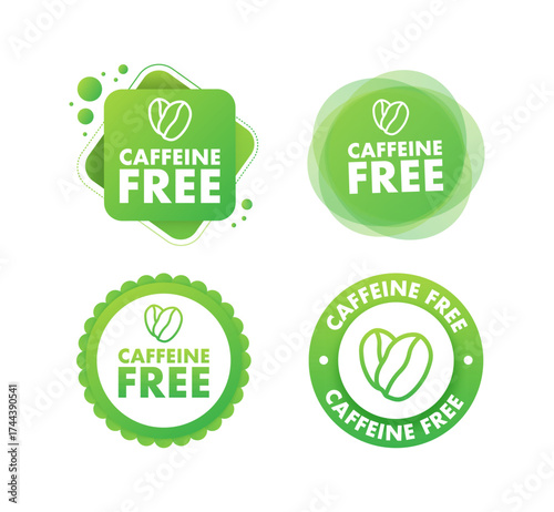 Caffeine free green coffee bean label set