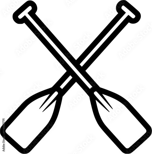 Simple black outline of crossed canoe paddles
