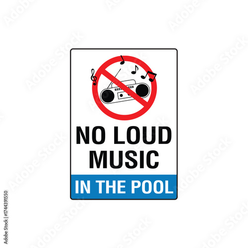No Loud Music Prohibitive Symbol Sign Vector Illustration for Noise Regulation and Public Policy.