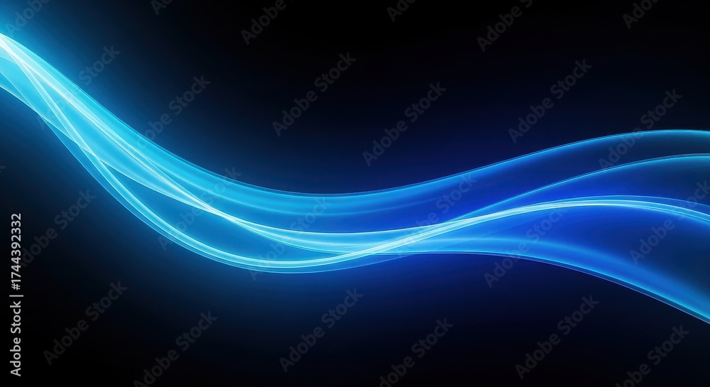 Naklejka premium A beautiful flowing cyan light trails against a solid color creating a modern abstract design element effect