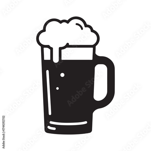 Iconic silhouette of a frothy beer mug for your next celebration
