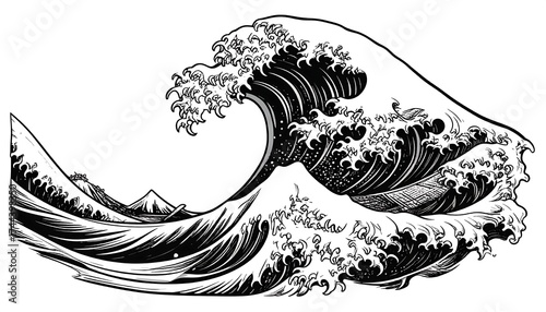 Fototapeta Naklejka Na Ścianę i Meble -  Powerful, stylized wave illustration (1)