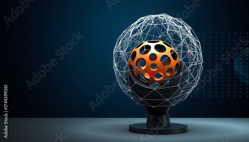 Futuristic Geometric Sphere Sculpture