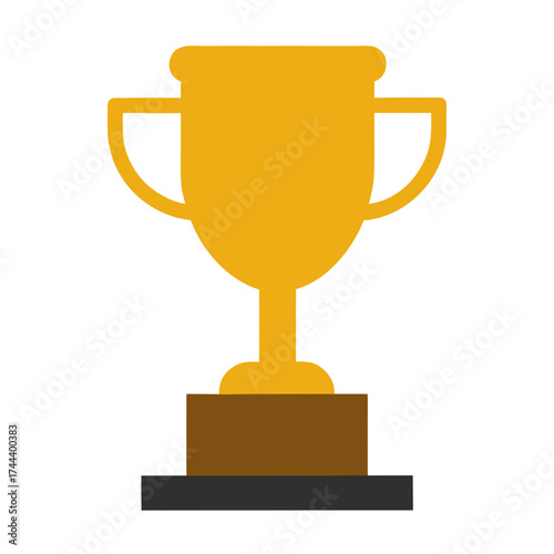 Golden Trophy Cup Icon with Simple Base