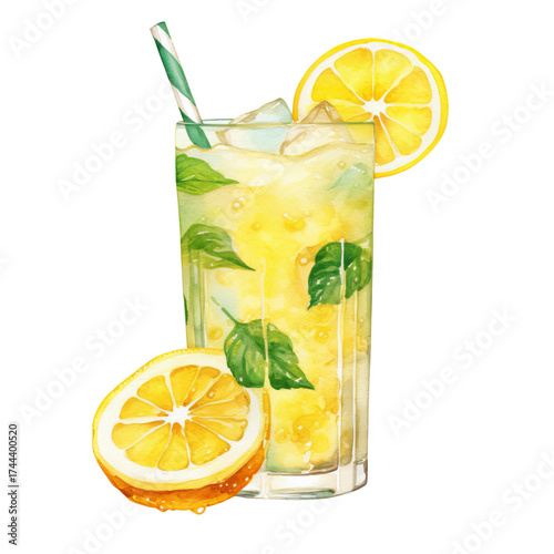 Watercolor lemonade drawing⁠
