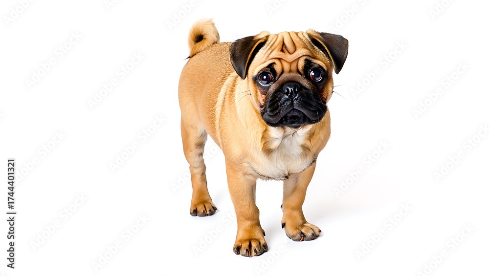 Fototapeta premium Purebred Dog on White Background, 16:9 and 9:16 Format