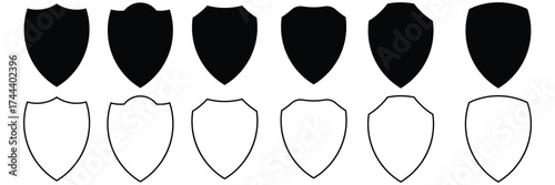 Shield icons set. Shield shape icons. Symbol shape. Different shields collection. Police badge. Security sumbol. Protect shield flat style - stock vector.eps