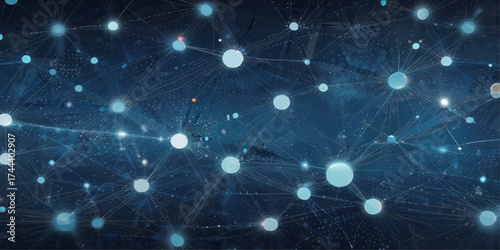 Abstract Network Connection Visualizing Digital Connectivity. A dynamic and visually captivating abstract image showcases a complex network of interconnected points and lines.	
