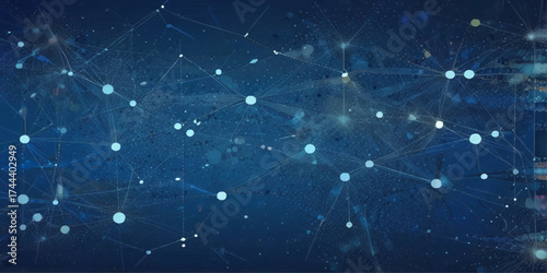 Abstract Network Connection Visualizing Digital Connectivity. A dynamic and visually captivating abstract image showcases a complex network of interconnected points and lines.	
