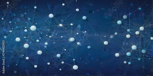Abstract Network Connection Visualizing Digital Connectivity. A dynamic and visually captivating abstract image showcases a complex network of interconnected points and lines.	