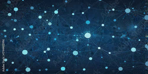 Abstract Network Connection Visualizing Digital Connectivity. A dynamic and visually captivating abstract image showcases a complex network of interconnected points and lines.	