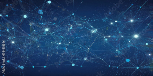 Abstract Network Connection Visualizing Digital Connectivity. A dynamic and visually captivating abstract image showcases a complex network of interconnected points and lines.	