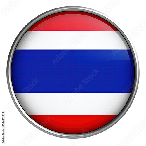 A round emblem displaying the red, white, and blue stripes of a national flag, with a metal border Free Download A round emblem displaying the red, white, and blue stripes of a national flag, with a metal border - GFXLoad