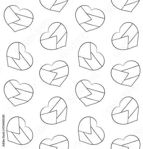 Vector seamless pattern of hand drawn Palestine flag heart isolated on white background