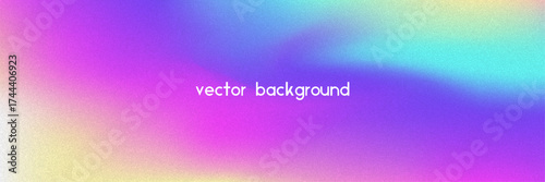 Noise Gradient Background. Abstract Grainy Bg In Pink, Purple And Blue Colors. Iridescent Hologram. Pearlescent Holographic Texture With Rainbow Foil. Modern Film Photo With Fluorescent Dust
