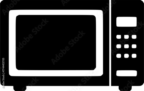 Sleek modern microwave icon perfect for kitchen appliance and technology concepts
