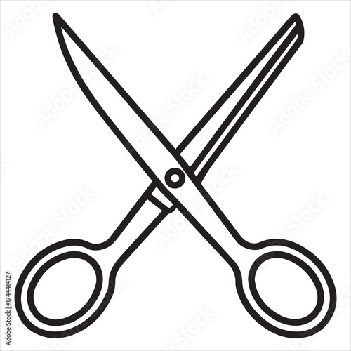 black scissors outline on white background clip art preview