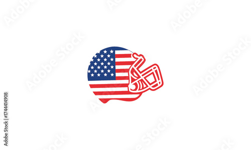 American Football Team Championship Vector – Helmet, Player Silhouette, Grunge Badge and USA Flag Sports Logo Design