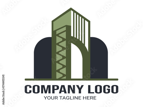 Abstract architecture logo design featuring building bridge and archways