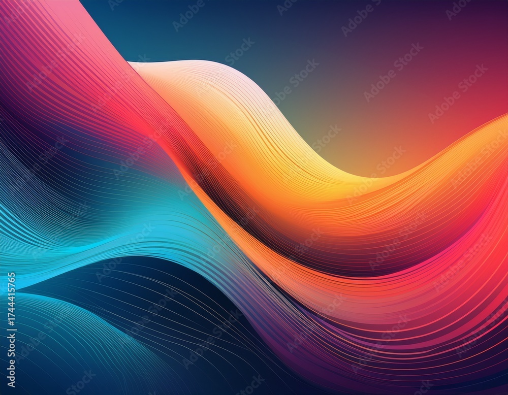 Fototapeta premium abstract horizontal background with colorful waves in vibrant gradient flow modern fluid lines and dynamic motion design for creative digital wallpaper artistic backdrops and contemporary graphic p