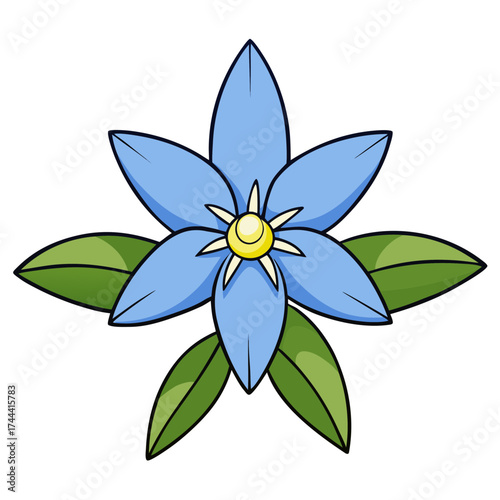 Download blue flower illustration vector graphic with petals leaves and center for design needs