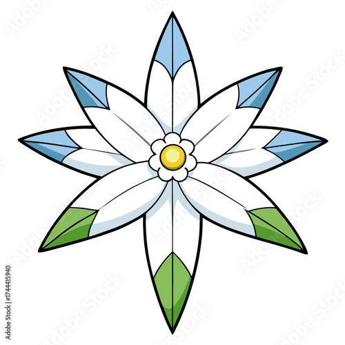 Download beautiful eight petal flower illustration vector graphic design element for free use now