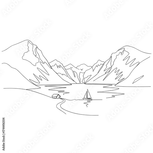 Norwegian fjord panorama with steep cliffs and reflective water at dawn, scenic landscape for travel features