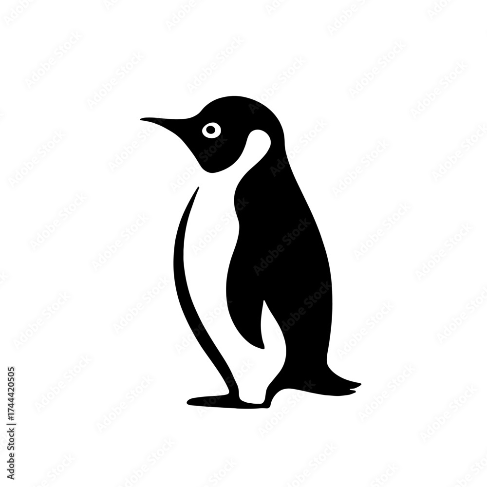Fototapeta premium Emperor Penguin. Emperor Penguin simple black and white line art vector logo