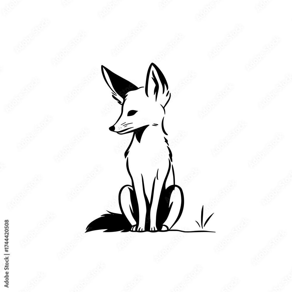 Fototapeta premium Jackal. Jackal simple black and white line art vector logo