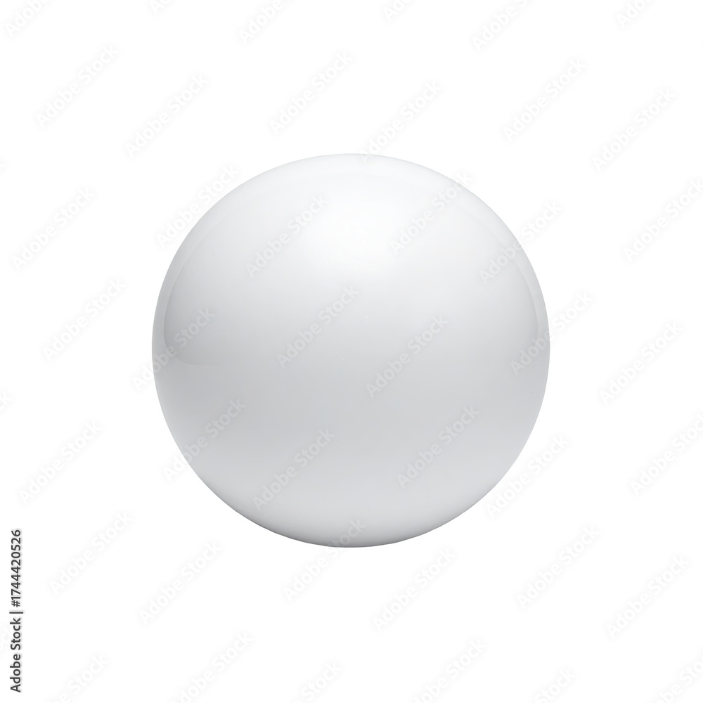 Obraz premium Isolated white sphere with subtle gradients and glossy finish, centered on a black background