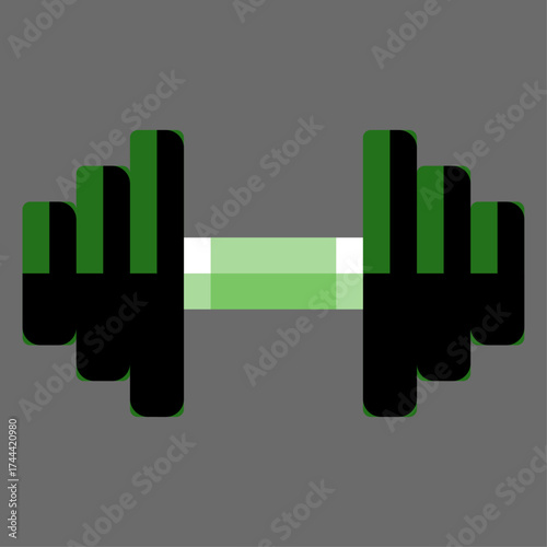 Pixel Art Dumbbell Icon Represents Strength Training and Fitness for a Healthy Lifestyle