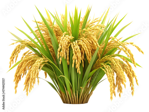 ripe paddy isolated on white or transparent background, cutout, PNG, generated AI
