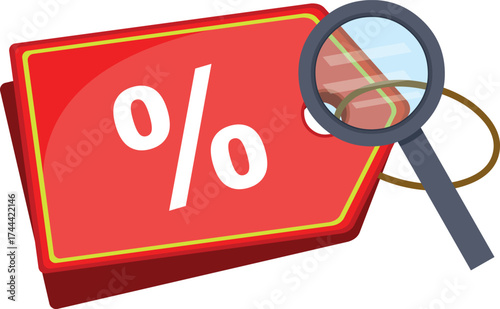 vector ilustration of price tag and magnifying glass in searching for price and offer concept icon