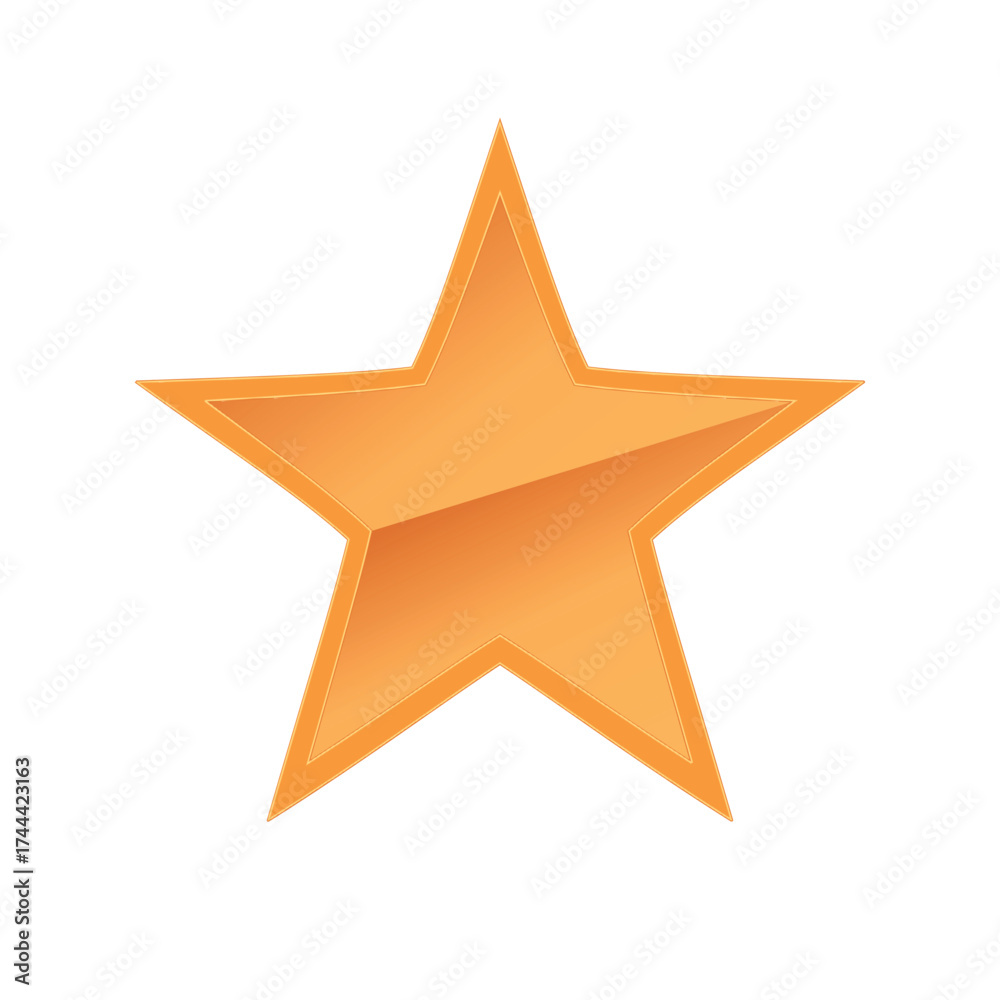 Fototapeta premium 3D golden realistic star isolated on white background. Festive holiday icon. Celebration concept, metallic gold shape. Invitation mock up.