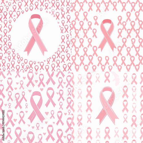 Pink ribbon symbol for breast cancer awareness campaign.