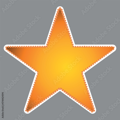 3D golden realistic star isolated on white background. Festive holiday icon. Celebration concept, metallic gold shape. Invitation mock up.
