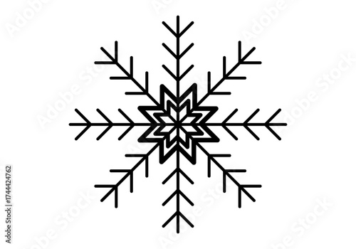 Icono negro de copo de nieve en fondo blanco
