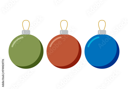 Bolas de navidad verde, rojo y azul 