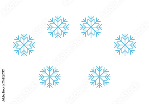 Copos de nieve azules en fondo blanco